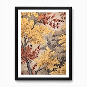 Willow 2 Vintage Autumn Tree Print  Art Print