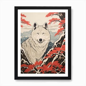 Arctic Wolf Vintage Japanese 2 Art Print