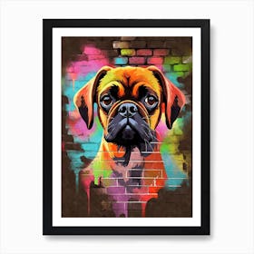 Aesthetic Puggle Dog Puppy Brick Wall Graffiti Artwork Art Print