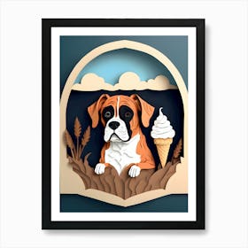 Boxer Dog With Ice Cream 3 Art Print