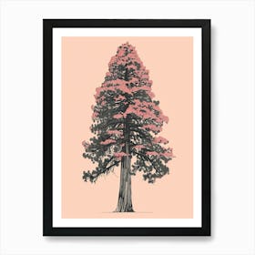 Redwood Tree Minimalistic Drawing 4 Art Print