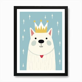 Little Arctic Wolf 1 Wearing A Crown Art Print