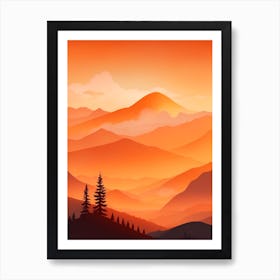 Misty Mountains Vertical Composition In Orange Tone 246 Art Print