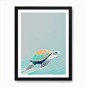 Sea Turtle In Motion, Sea Turtle Simplicty 1 Art Print