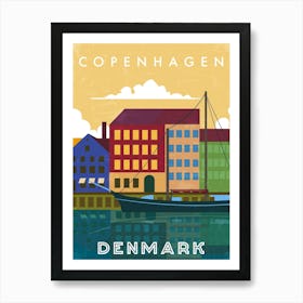 Copenhagen, Denmark — Retro travel minimalist poster Art Print