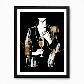 Woman With A Glass Of Wine Art Print