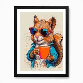 Squirrel In Sunglasses 2 Art Print