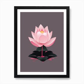 A Pink Lotus In Minimalist Style Vertical Composition 88 Art Print