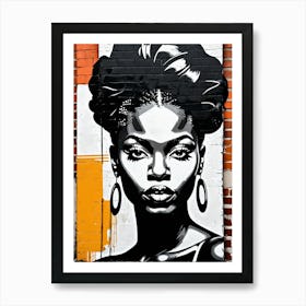 Vintage Graffiti Mural Of Beautiful Black Woman 20 Art Print