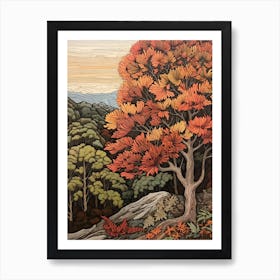 American Chestnut 1 Vintage Autumn Tree Print  Art Print