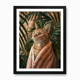 Cat In A Blanket Art Print