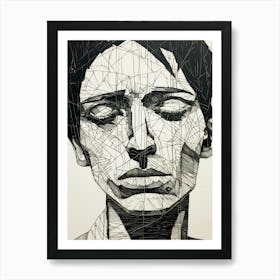 Geometric Portrait Black & White 2 Art Print