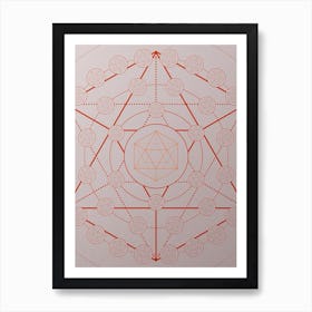 Geometric Abstract Glyph Circle Array in Tomato Red n.0149 Art Print