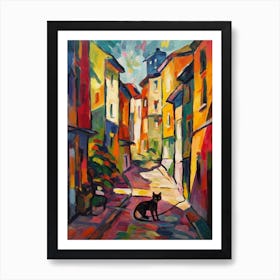 Painting Of Vienna With A Cat In The Style Of Fauvism 1 Art Print