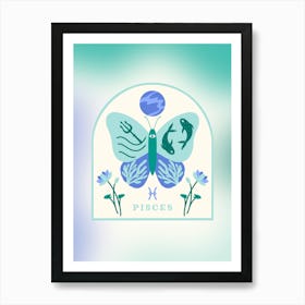Zodiac Butterfly Pisces Art Print