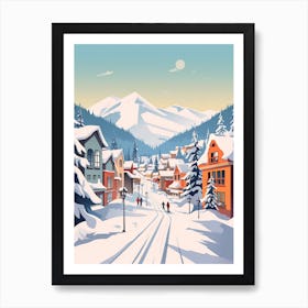 Vintage Winter Travel Illustration Whistler Canada 1 Art Print