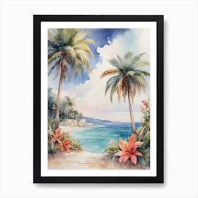 Palm Trees On The Beach Art Print