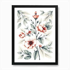 Watercolor Floral Painting Art Print