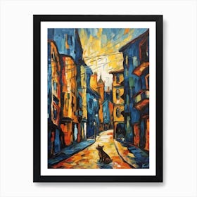 Painting Of San Francisco With A Cat In The Style Of Expressionism 4 Art Print