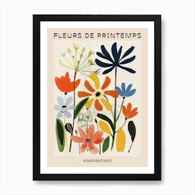 Spring Floral French Poster  Agapanthus 1 Art Print
