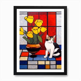 Bouvardia With A Cat 4 De Stijl Style Mondrian Affiche