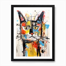 Urban Whisker Odyssey: Graffiti in Basquiat Style Art Print