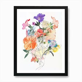 Petunia 1 Collage Flower Bouquet Art Print