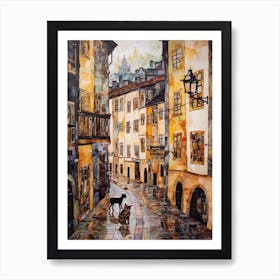 Painting Of Vienna With A Cat In The Style Of Gustav Klimt 1 Art Print