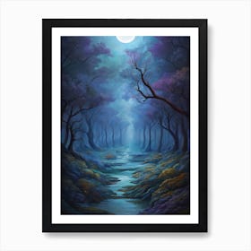 Full Moon In The Forest 2 Art Print