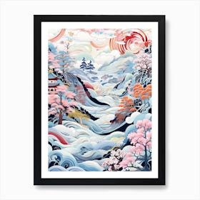 Kairakuen Japan Modern Illustration  Art Print