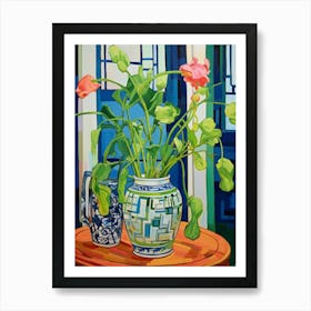 Flowers In A Vase Still Life Painting Sweet Pea 3 Art Print