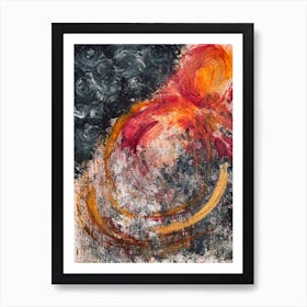 Abstract 'Swirl in Grey, Red and Gold Art Print