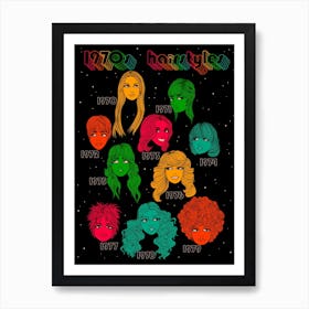 70s Hairstyles Art Print