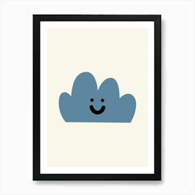 Blue Cloud With Smiley Face Art Print