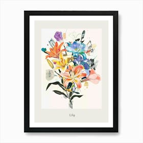 Lily 4 Collage Flower Bouquet Poster Art Print