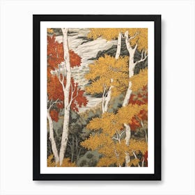 European White Birch 1 Vintage Autumn Tree Print  Art Print