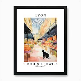 Food Market With Cats In Lyon 2 Poster Art Print