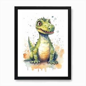 Alectrosaurus Cute Dinosaur Watercolour 3 Art Print