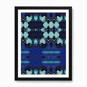 Blue And Black Abstract Art Print