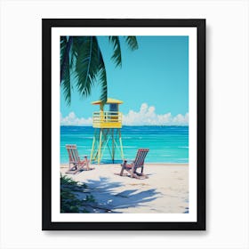 An Oil Painting Of Seven Mile Beach, Negril Jamaica 1 Art Print