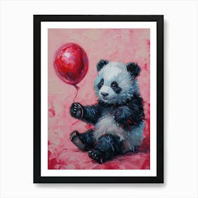 Cute Giant Panda 3 With Balloon Art Print