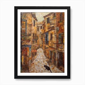 Painting Of Venice With A Cat In The Style Of Gustav Klimt 3 Art Print