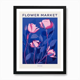 Blue Flower Market Poster Rose 8 Art Print