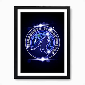 Minnesota Timberwolves Neon Art Print