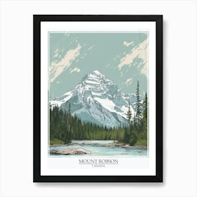 Mount Robson Canada Color Line Drawing 1 Poster Art Print