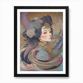 Chinese Woman With Dragon Art Print