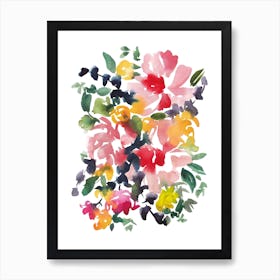 Abstract Pink Flowers Bouquet Art Print