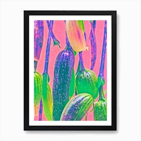 Chinese Eggplant 2 Risograph Retro Poster vegetable Art Print