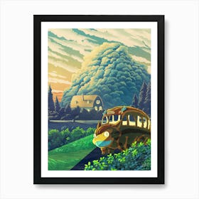 Catbus at sunset Art Print