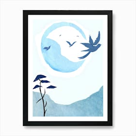 Blue Birds In The Sky Art Print
